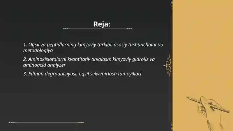 Oqsillar va peptidlarning kimyoviy tarkibi 2