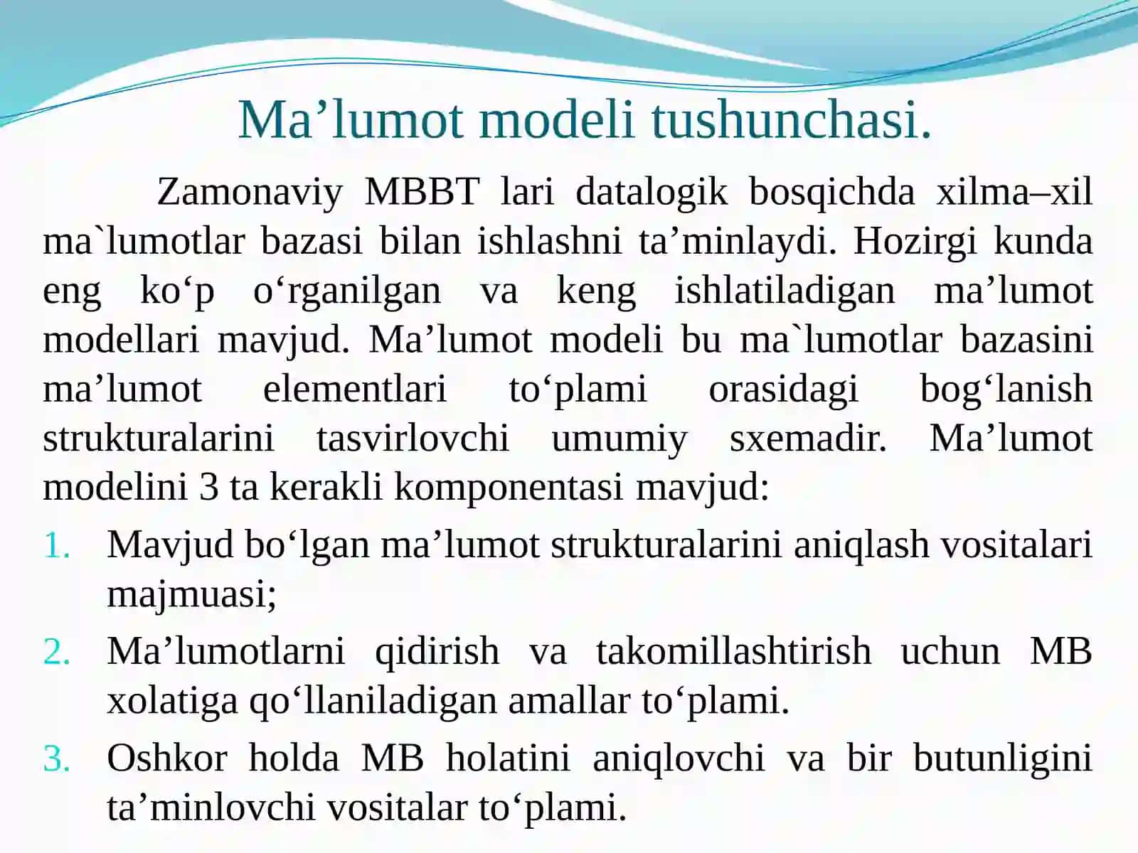 Ma`lumotlarbazasimodellari 2