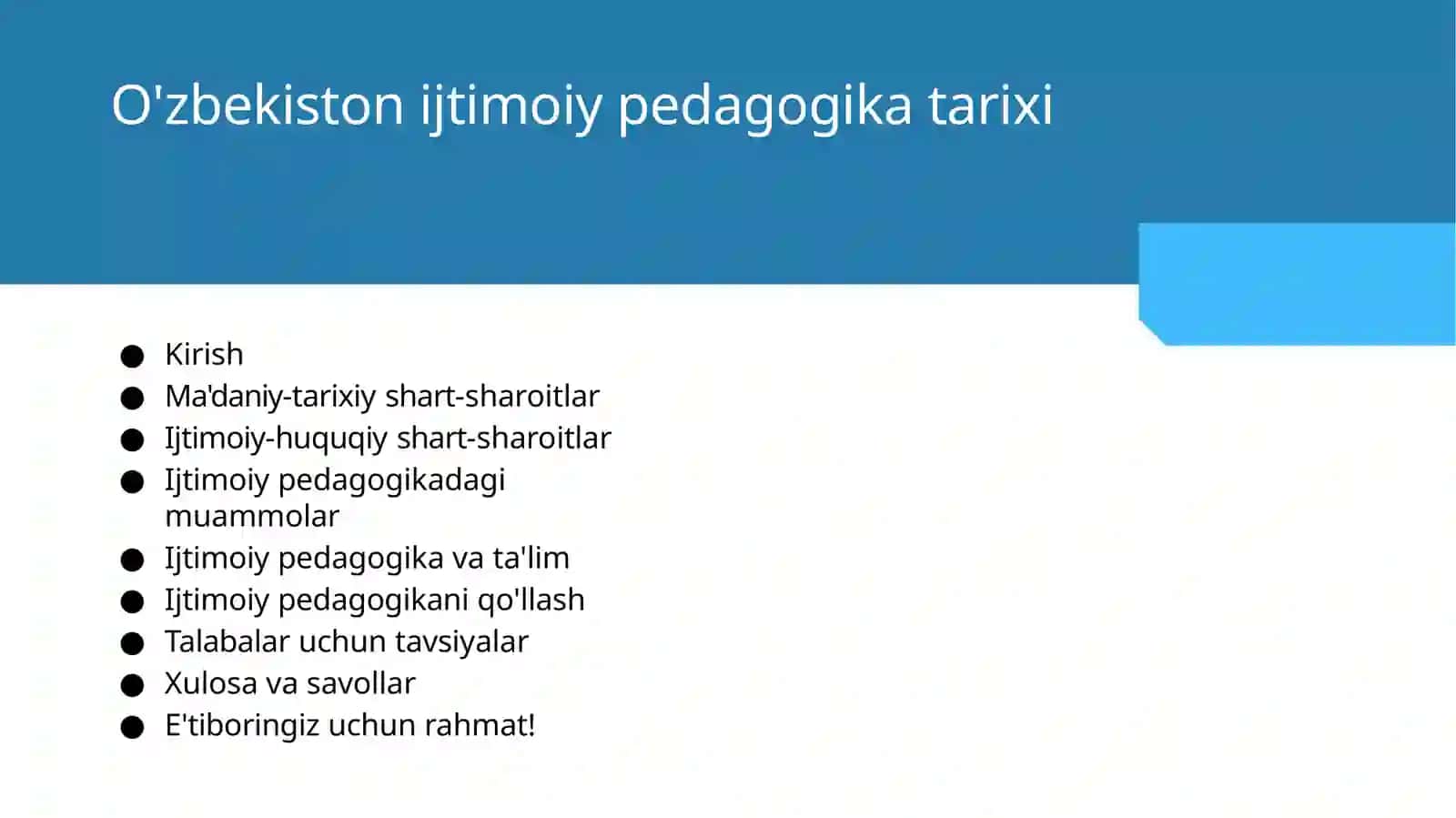 O'zbekiston ijtimoiy pedagogika tarixi. 2