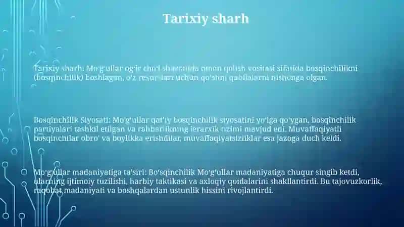 Mo'g'ullarning Bosqinchilik Siyosati 2