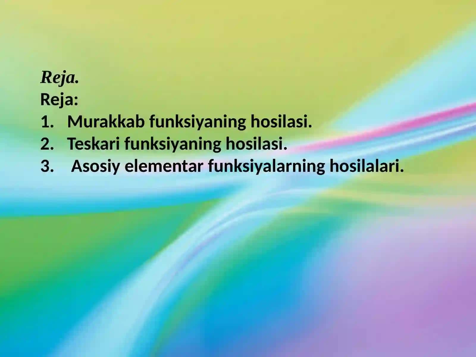 Murakkab funksiyaning hosilasi 2