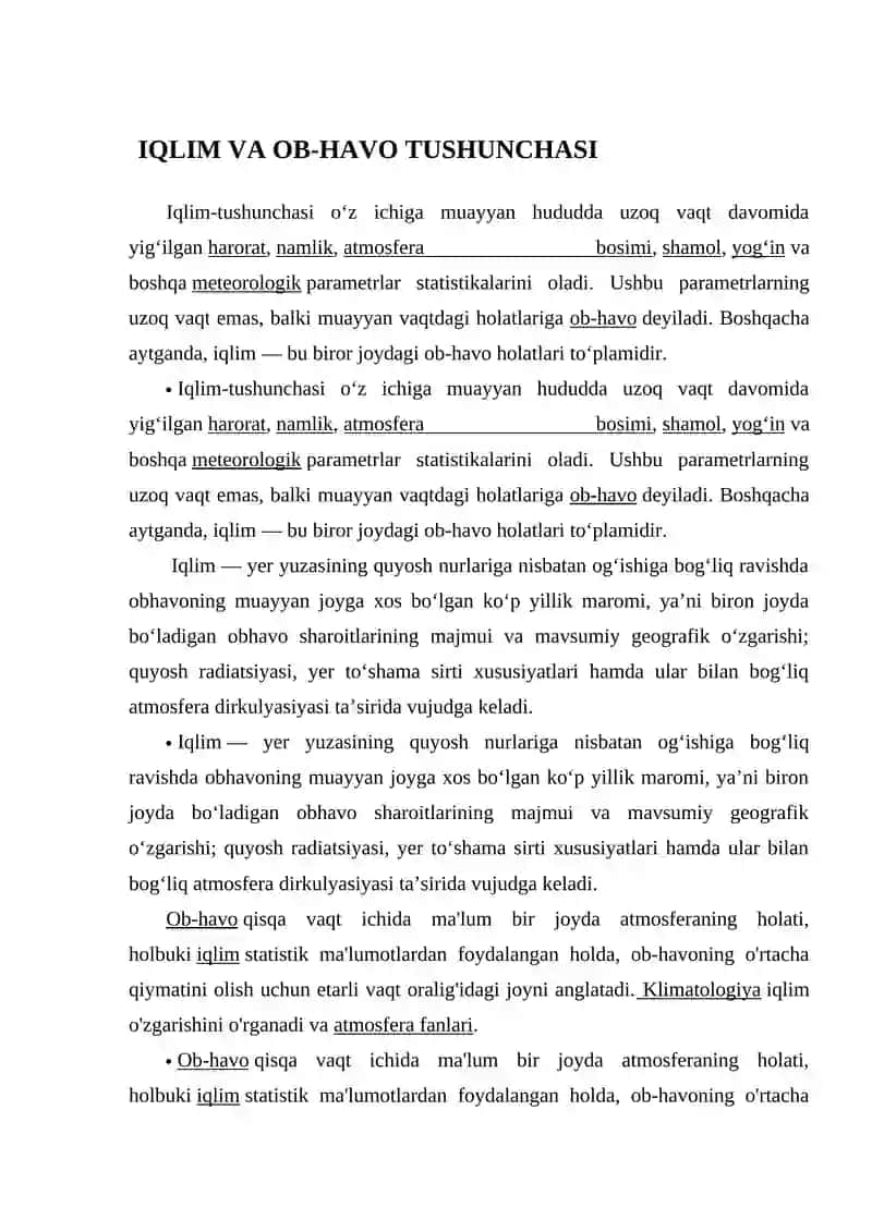Iqlim va Ob-havo Tushunchasi 2