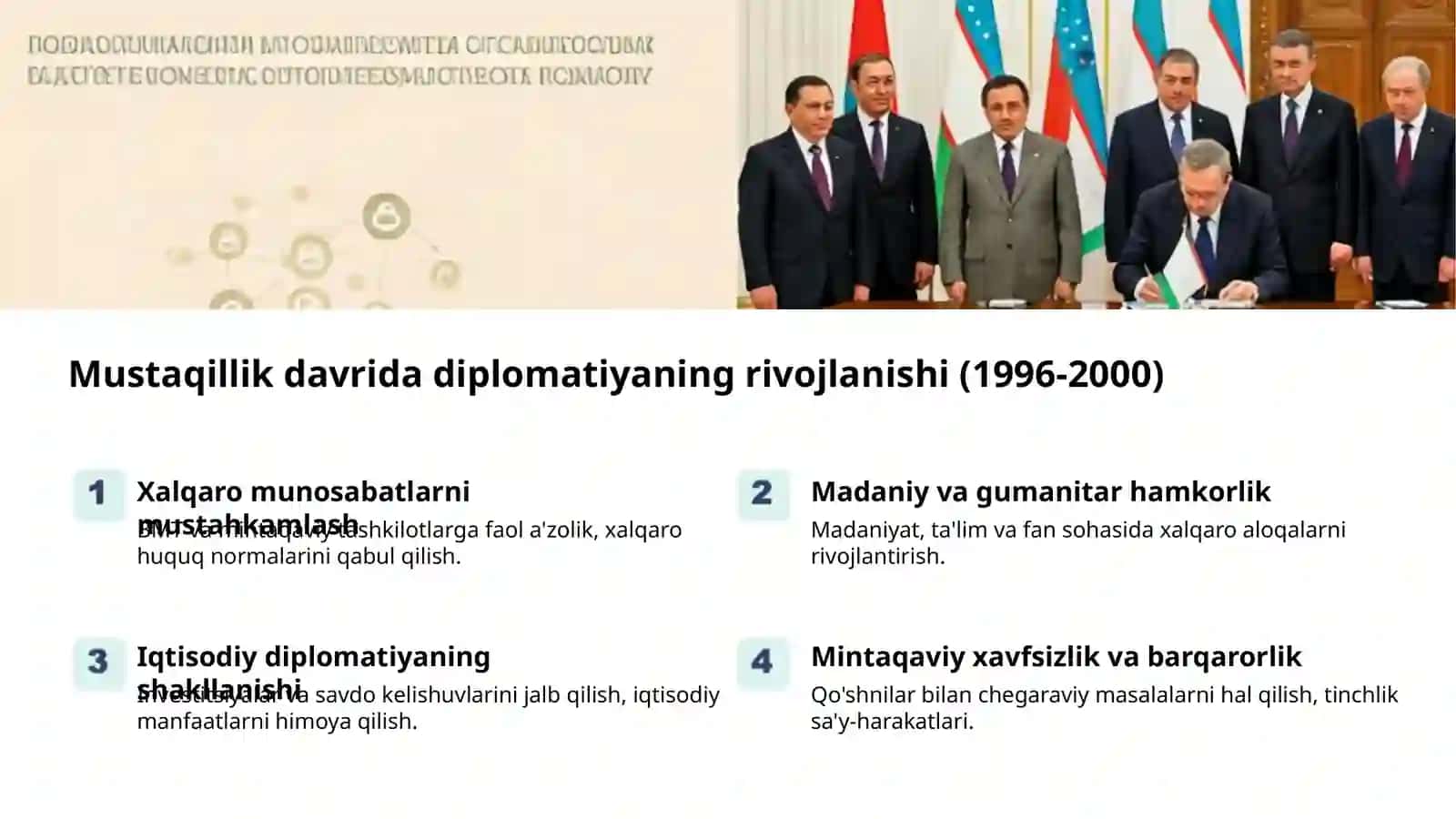 O‘zbekiston tashqi siyosati: shakllanish va ustuvorliklar 2