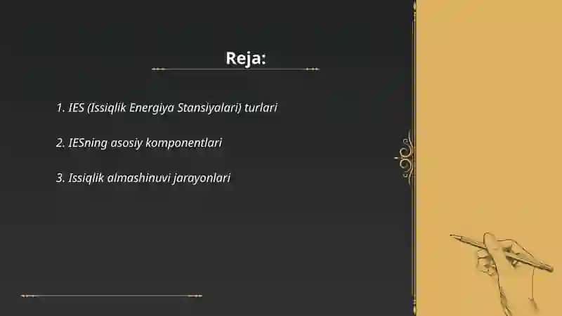 IES larning turlari va ularning issiqlik chizmalari 2