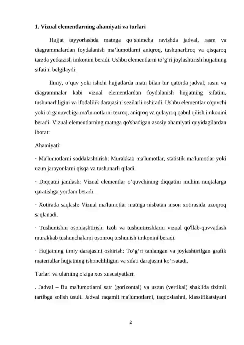 Jadval, rasm va diagrammalarni matnli hujjatlarga joylashtirish 2