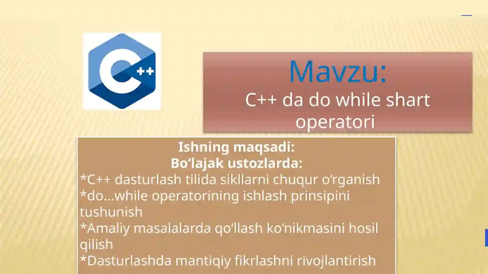 c++da do while shart operatorlari 2