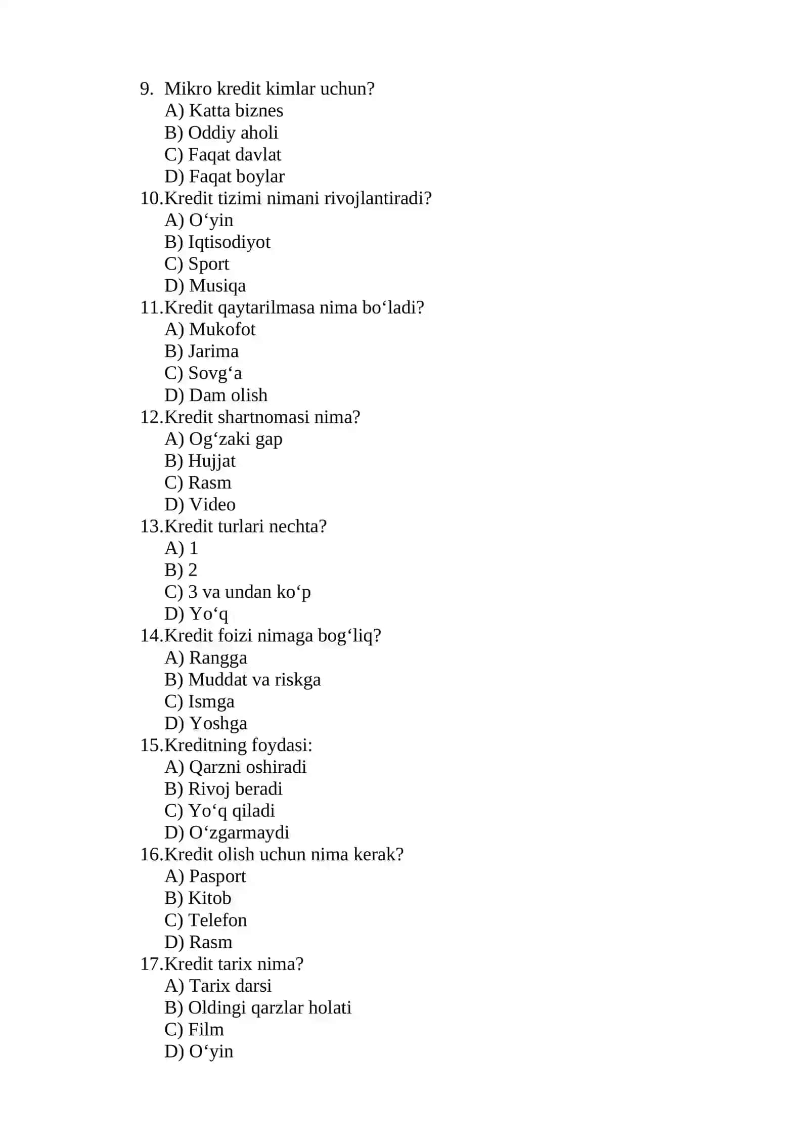 Kredit tizimi 2
