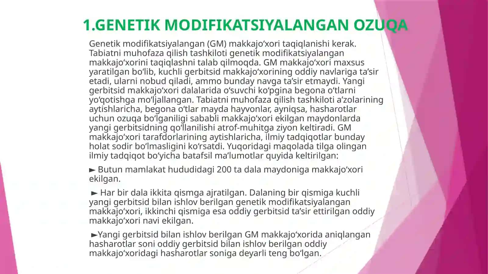GENETIK MODIFIKATSIYALANGAN OZUQA 2