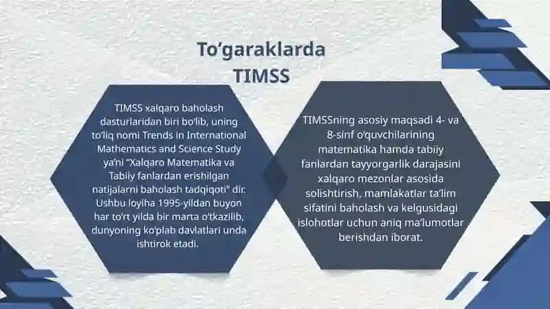 To’garaklarda TIMSS Olimpiadada TIMSS 2