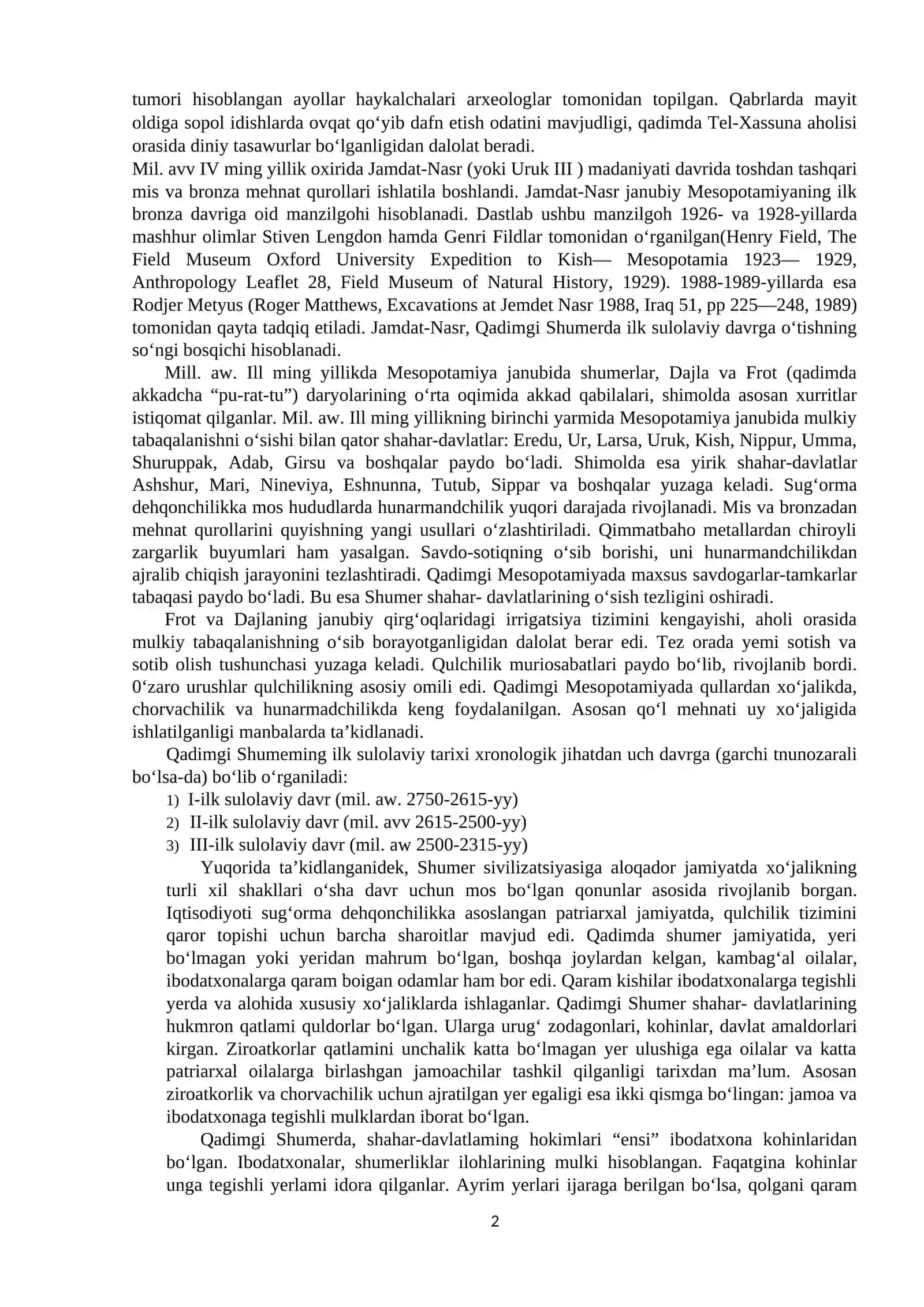 6-Mavzu.Qadimgi Mesopatamiya mil av.IV-II ming yillikda 2