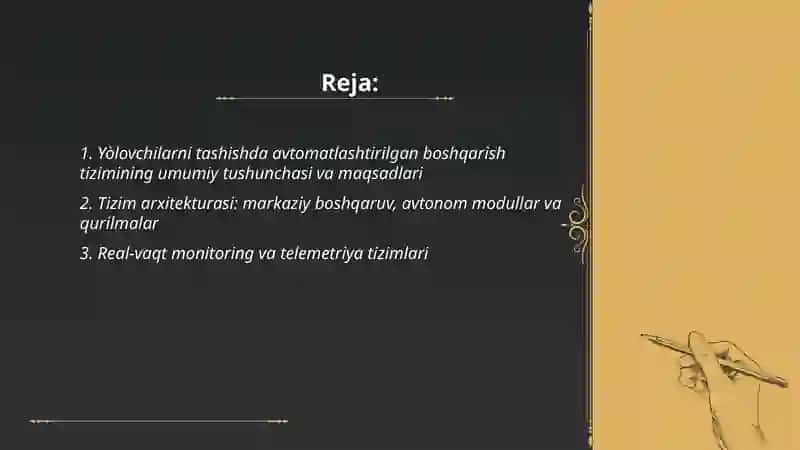 Yòlovchilarni tashishda avtomatlashtirilgan boshqarish tizimi 2