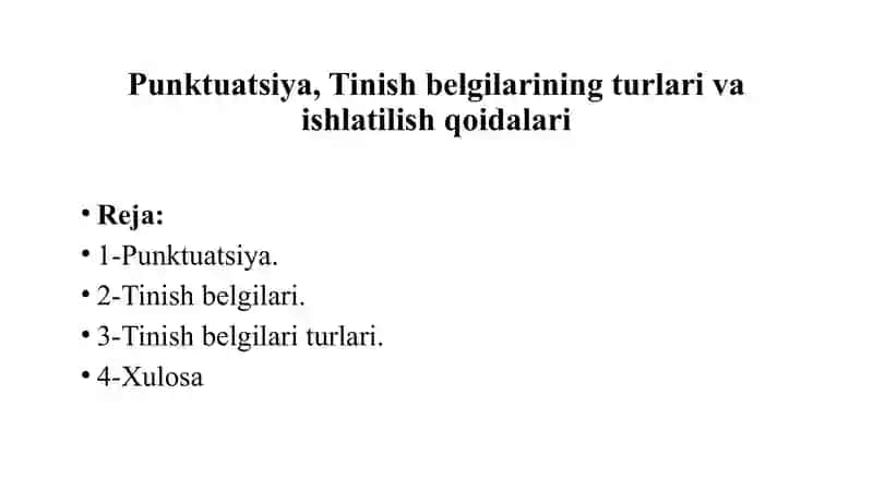 Punktuatsiya, Tinish belgilarining turlari va ishlatilish qoidalari 2