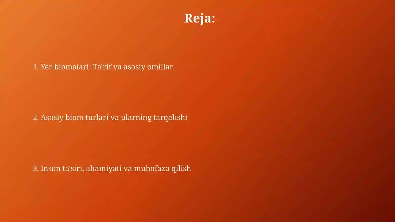 Quruqlikning xarakteri biomlari 2