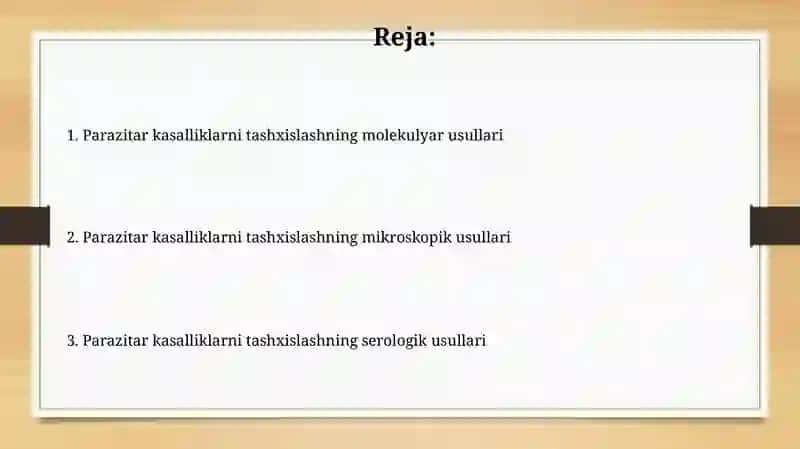 Parazitar kasalliklarning diognostika usullari 2