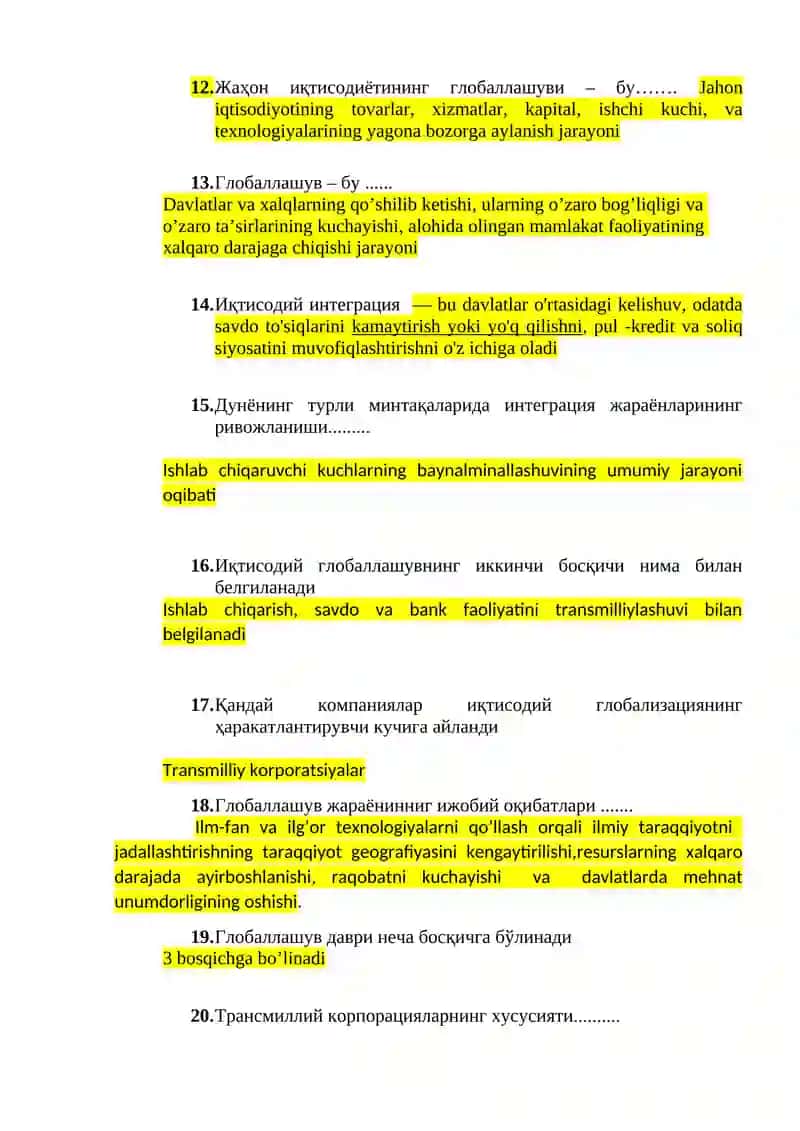 Жаҳон иқтисодиёти 2