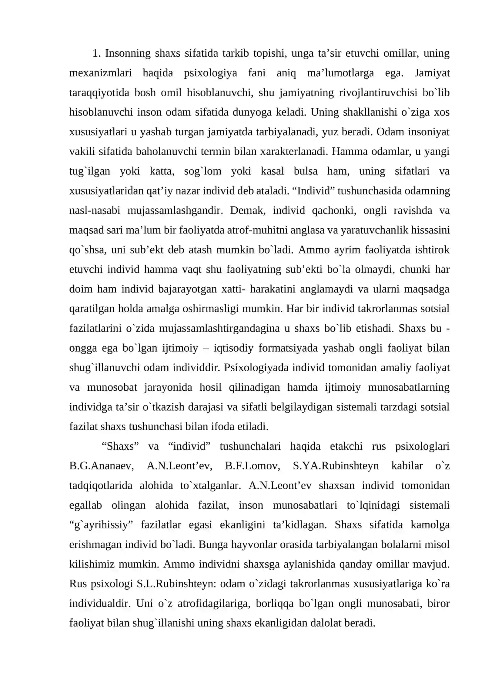 Rus psixalogiyasida shaxs yondashuvlari 2