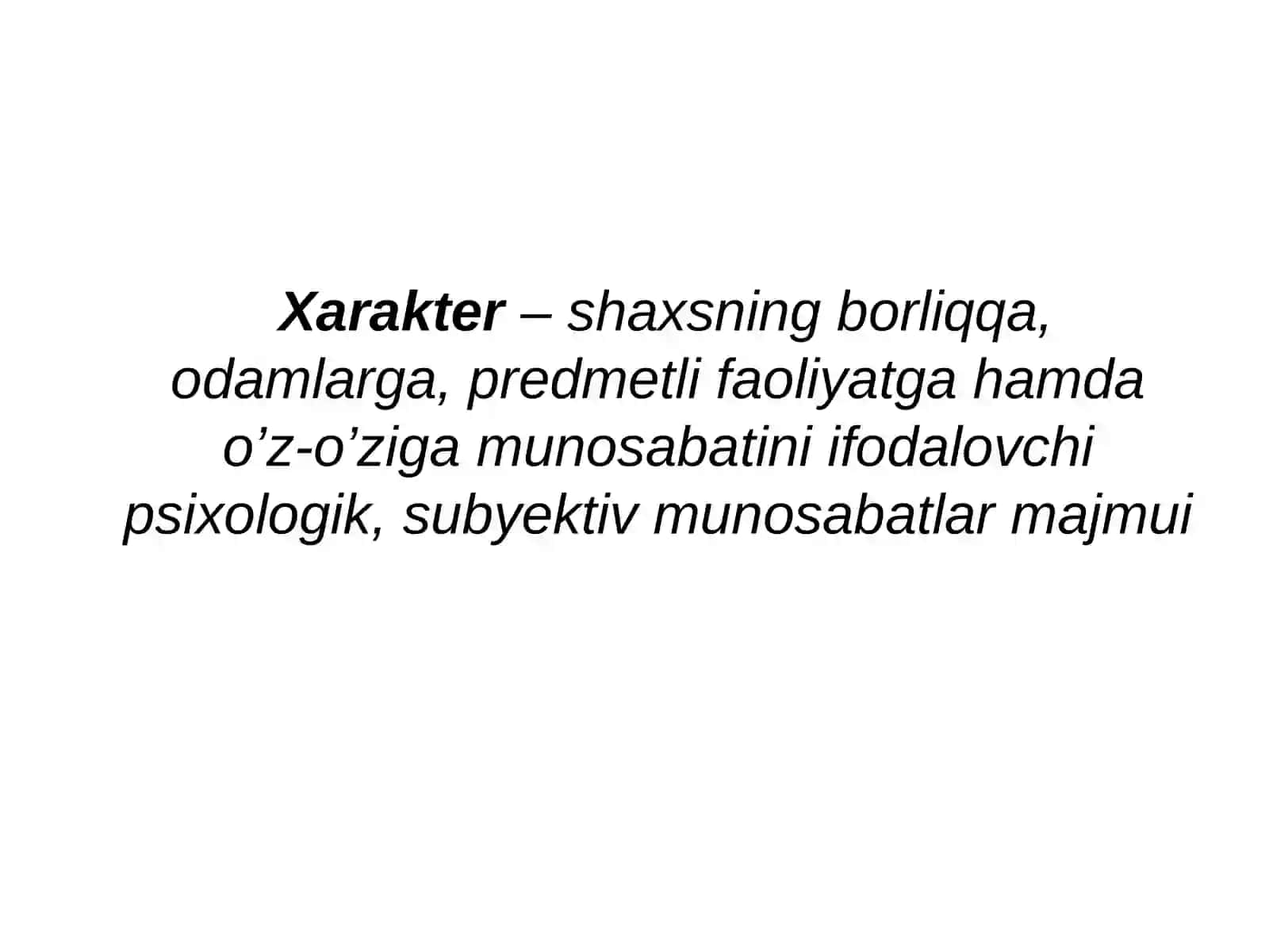 Xarakter va uning shakllanishi 2
