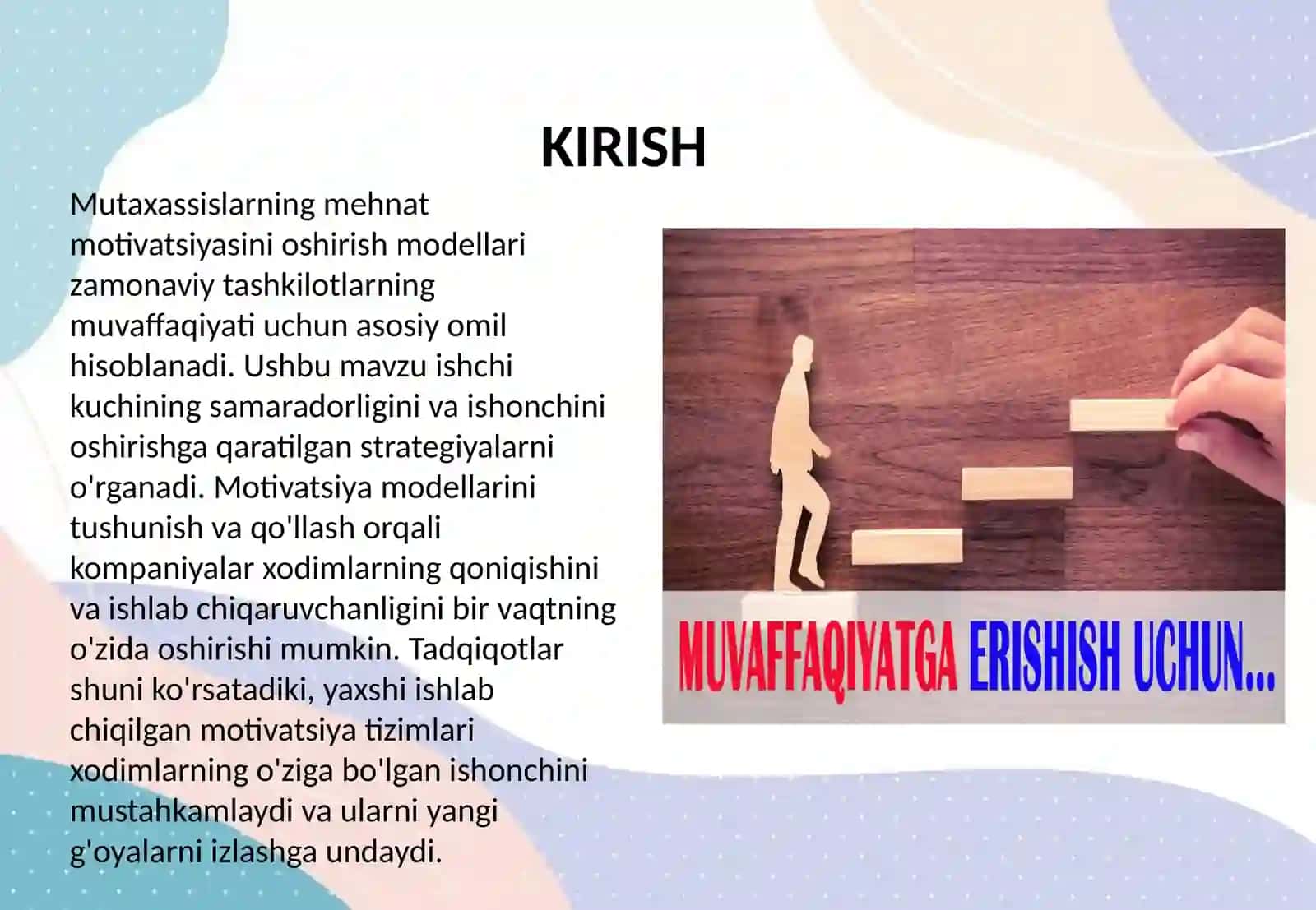 MUTAXASSISLARNING MEHNAT MOTIVATSIYASINI OSHIRISH MODELLARI 2