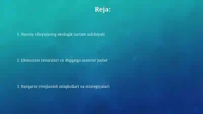 Navoiy viloyati ekologik turizm resurslari 2