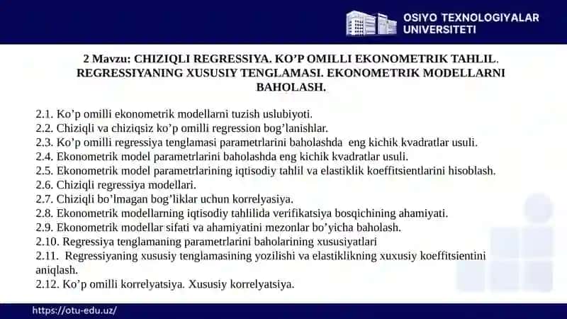 CHIZIQLI REGRESSIYA 2