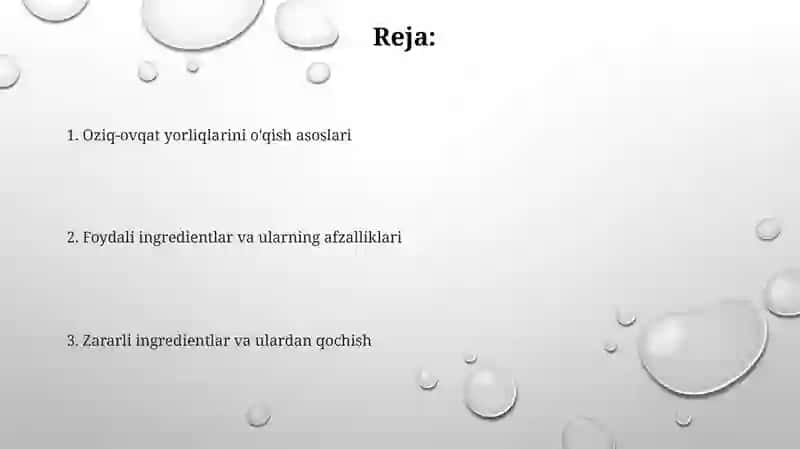 Oziq-ovqat yorliqlari 2