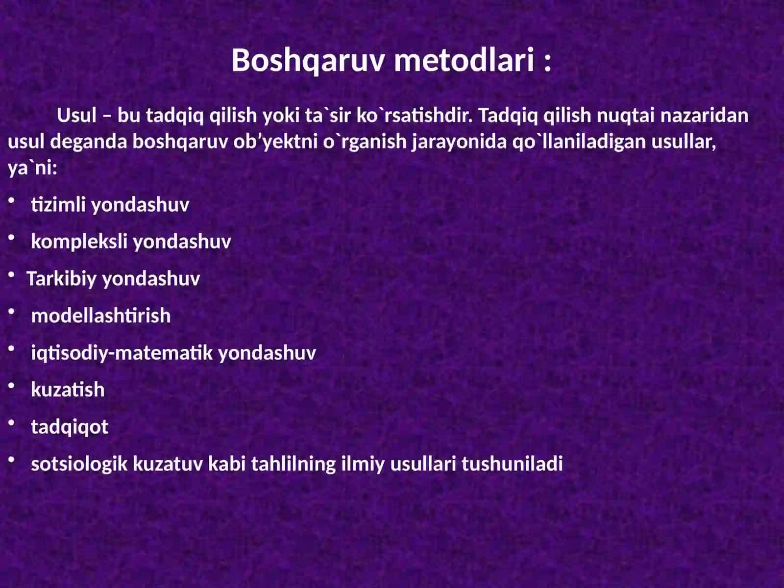 Boshqaruv usullari 2