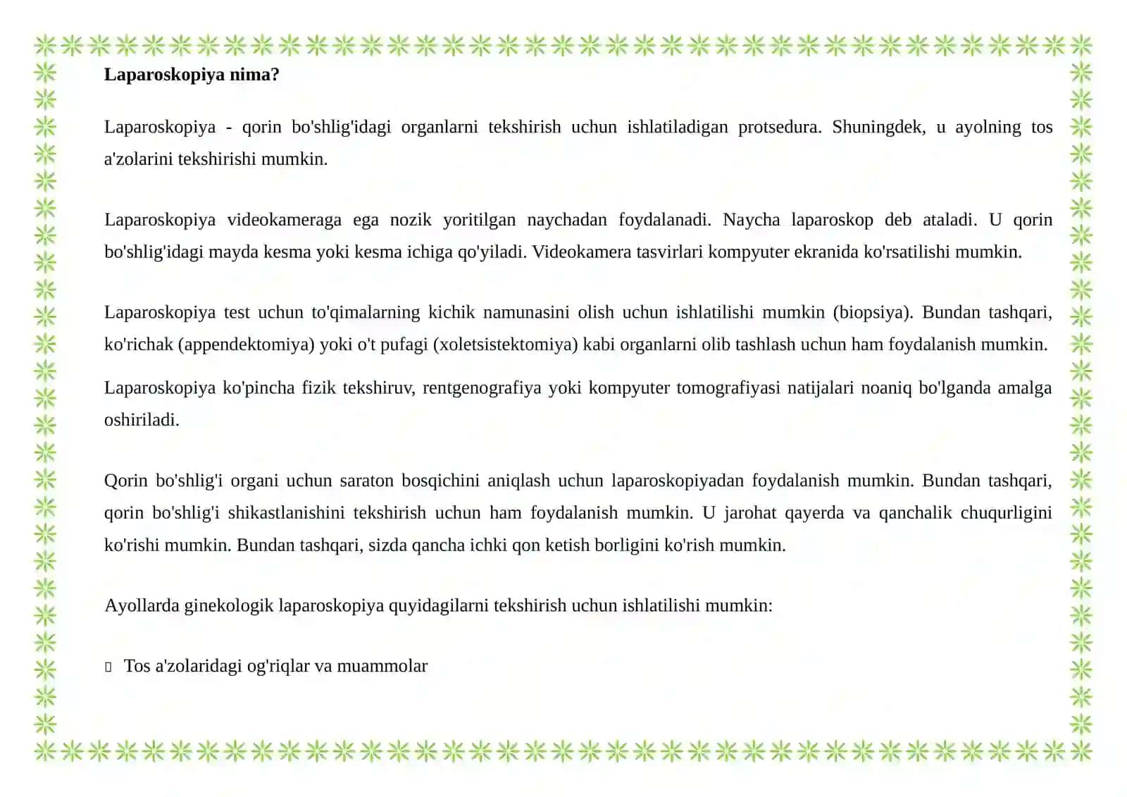Laparoskopik operatsiyalar 2