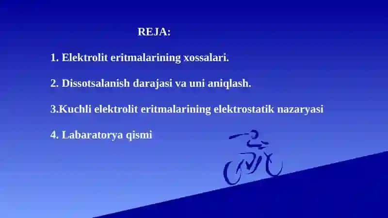 Elektrolit eritmalarining elektr o‘tkazuvchanligi 2