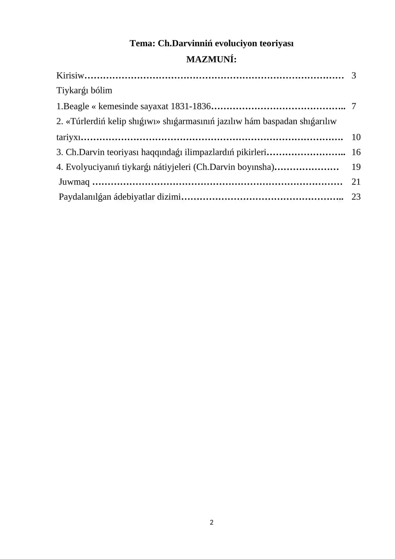 Ch.Darvinniń evoluciyon teoriyası 2