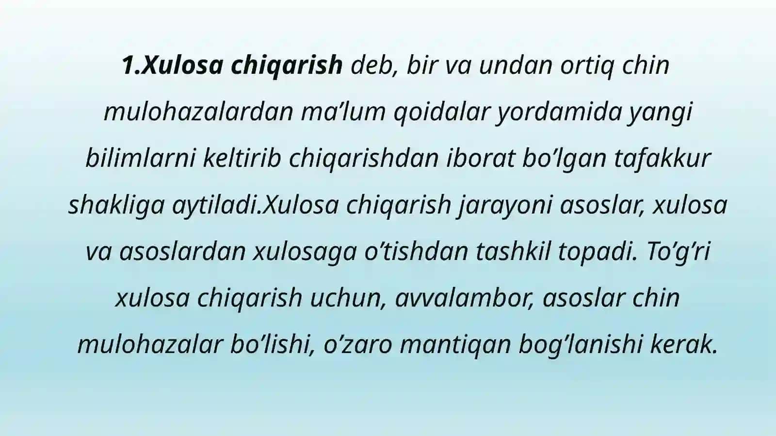 XULOSA CHIQARISHNING UMUMIY MANTIQIY TAVSIFI 2