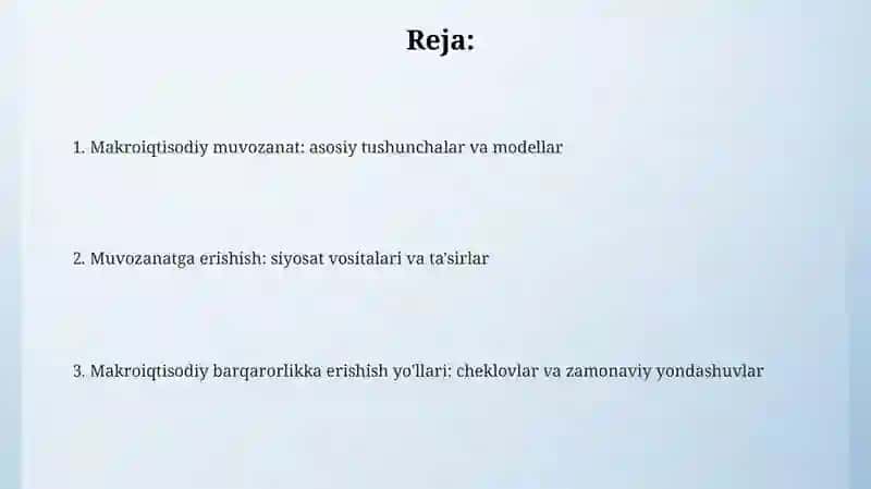 Makroiqtisodiy muvozanatning mohiyati 2