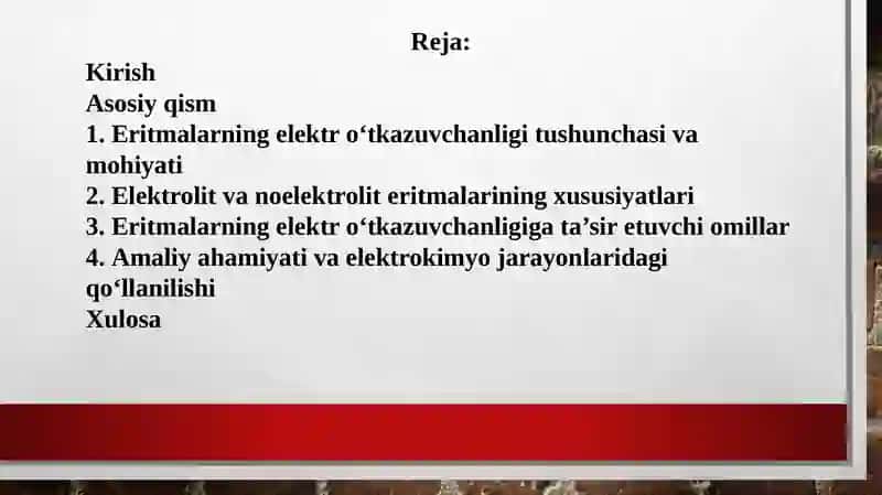 Eritmalarning elektr o‘tkazuvchanligi 2