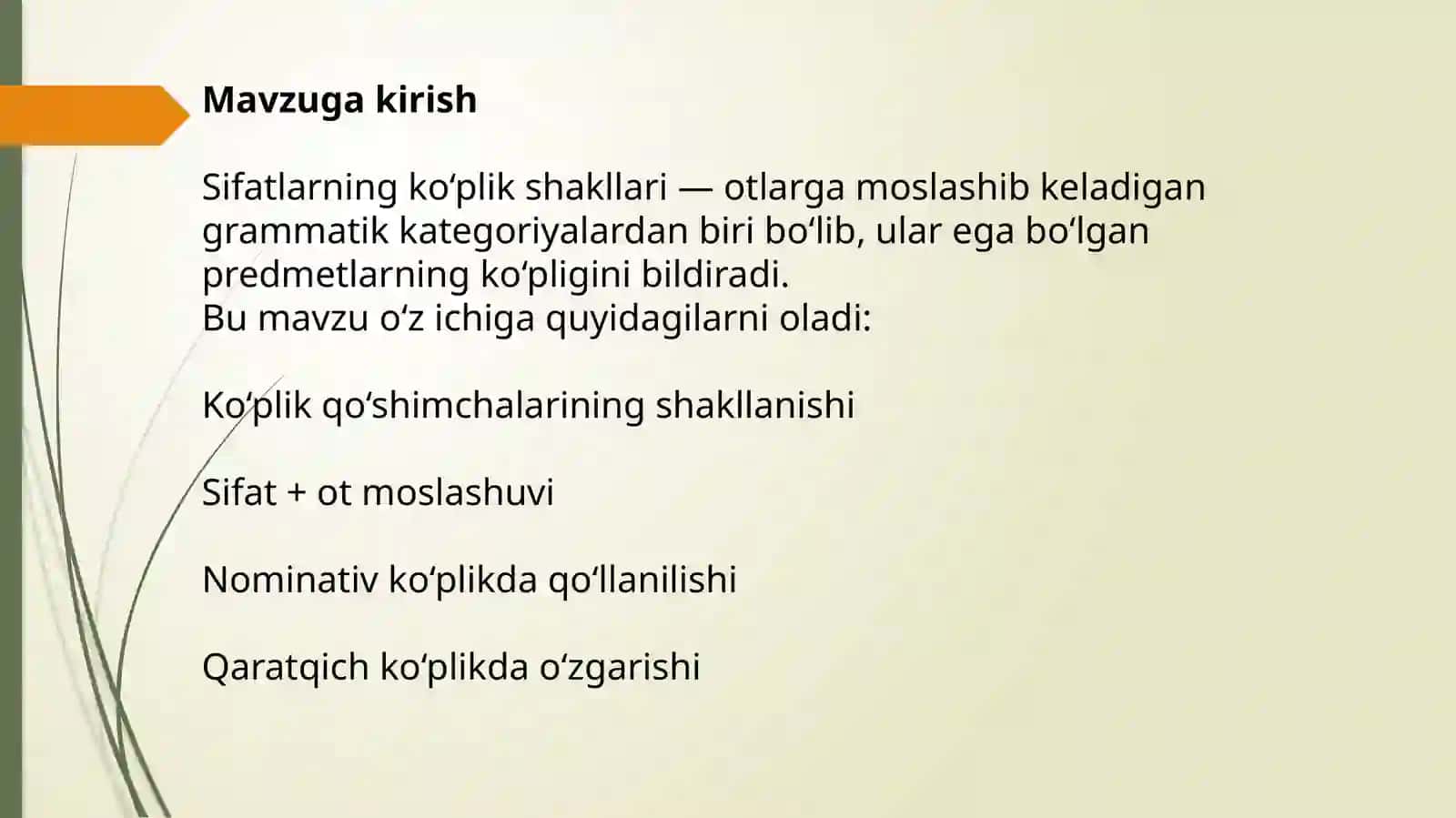 SIFATLARNING KO‘PLIK SHAKLLARI Przentatsiya 2
