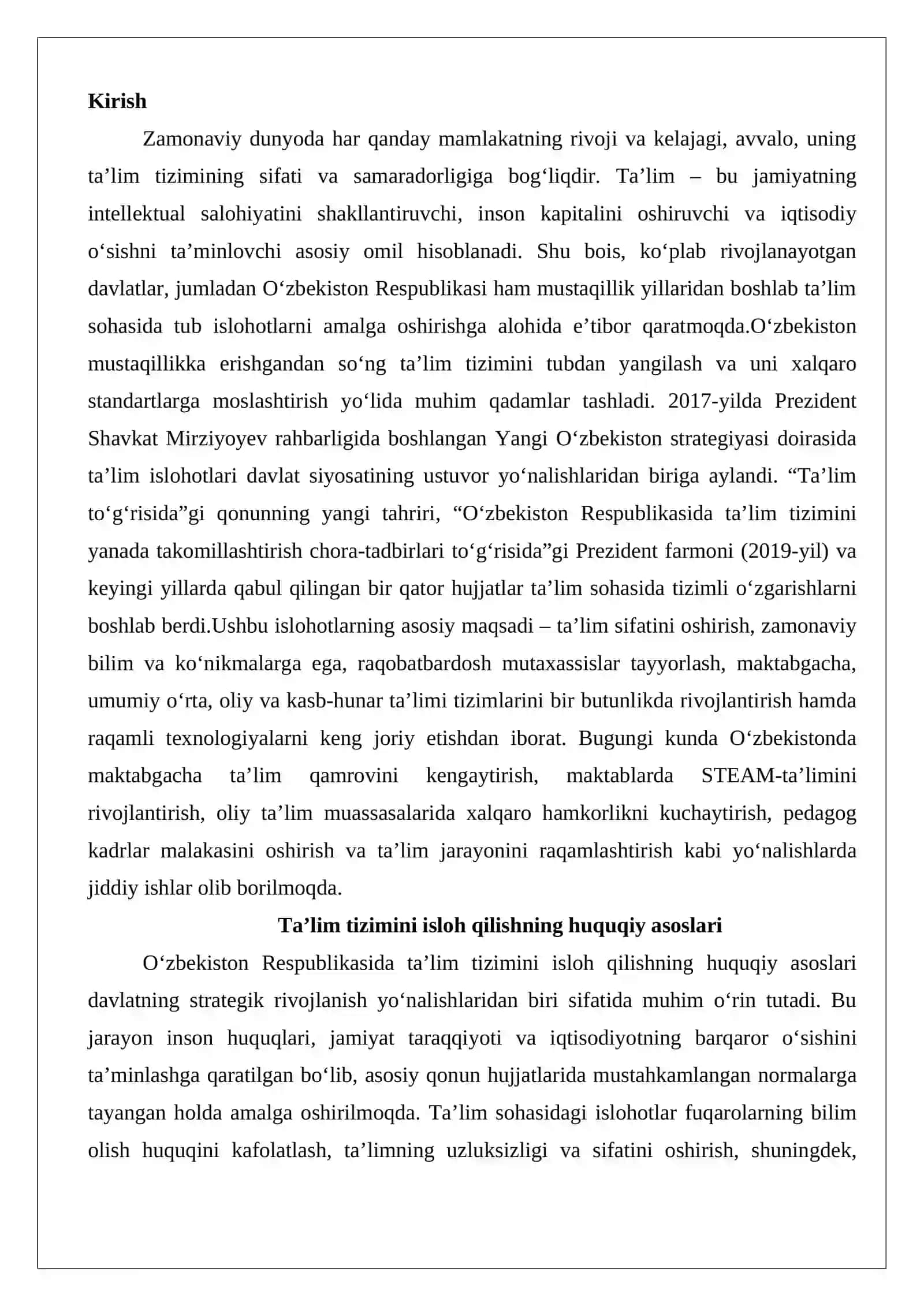 O‘zbekistonda ta’lim islohotlari 2
