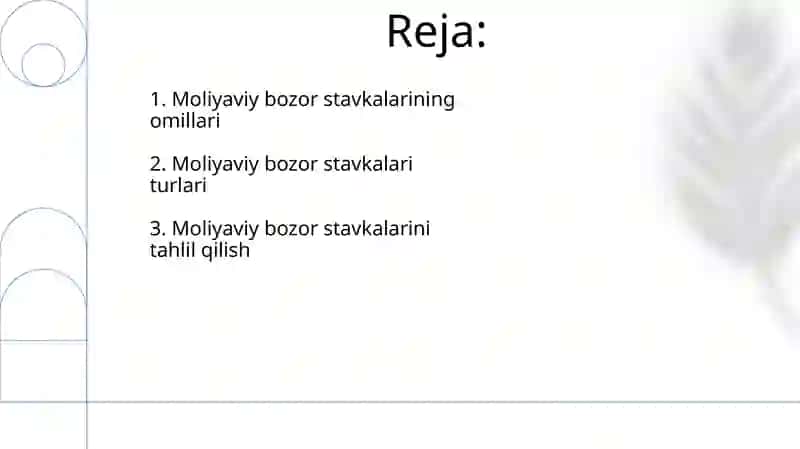 Moliyaviy bozor stavkalari 2