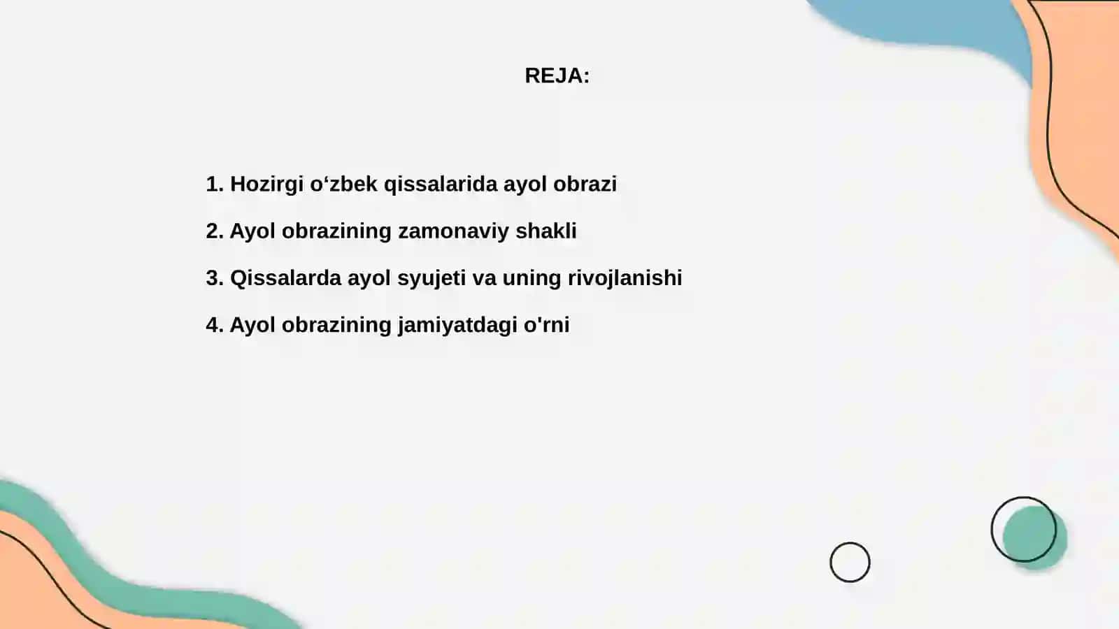 Hozirgi oʻzbek qissalarida ayol obrazi 2