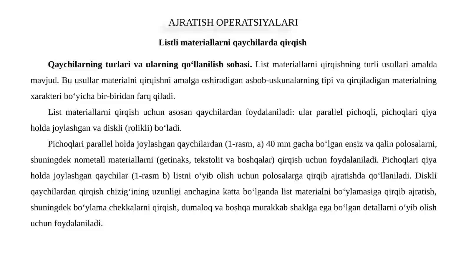 Ajratish operatsiyalari 2