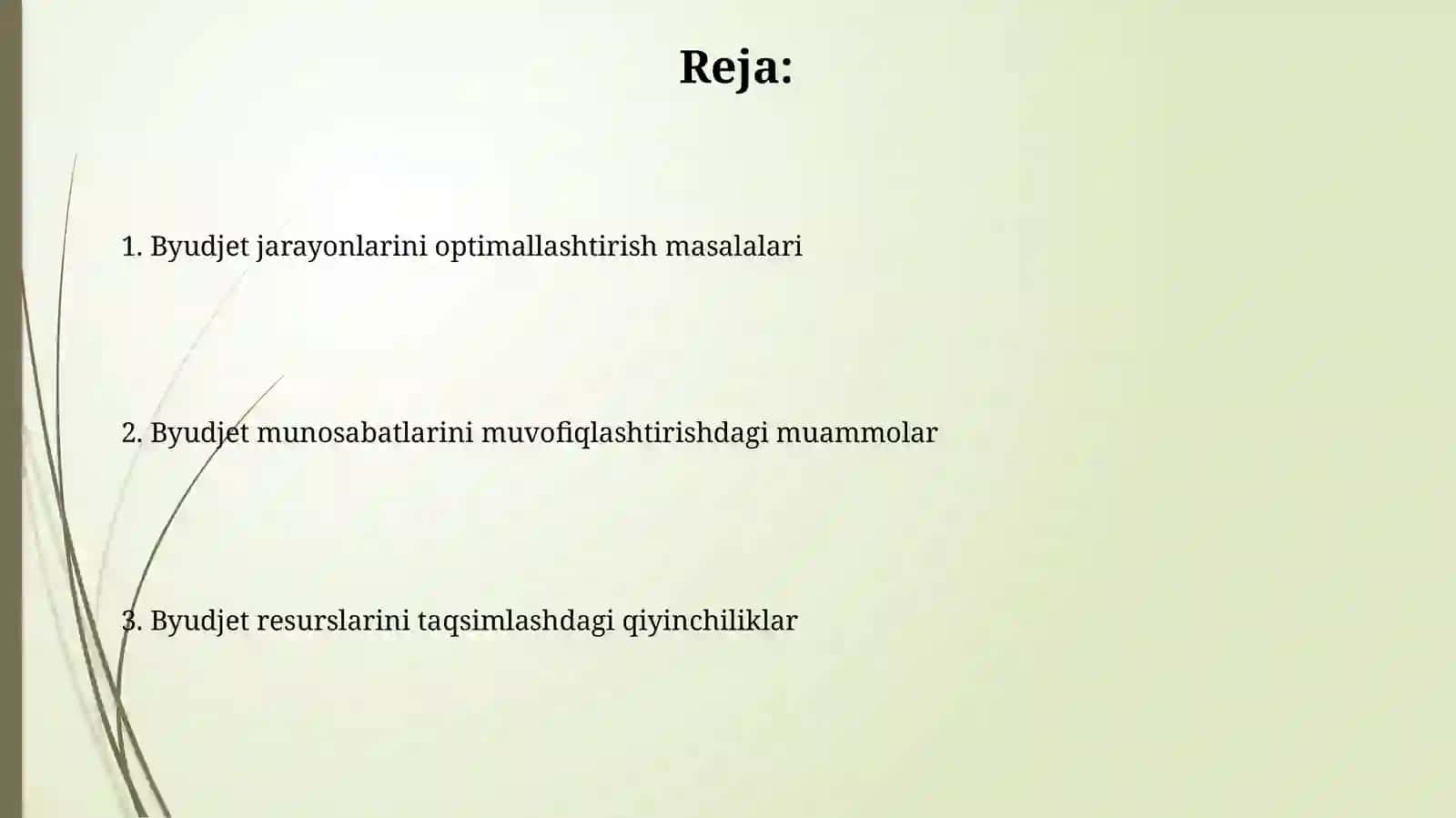 Byudjetlararo munosabatlarni muvofiqlashtirish masalalari 2