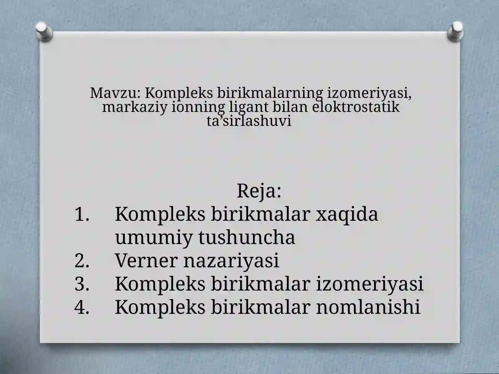 Kompleksbirikmalarning izomeriyasi 2