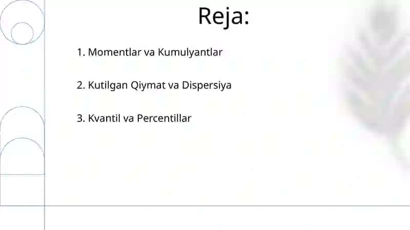 Tasodifiy miqdorning sonli xarakteristikasi 2