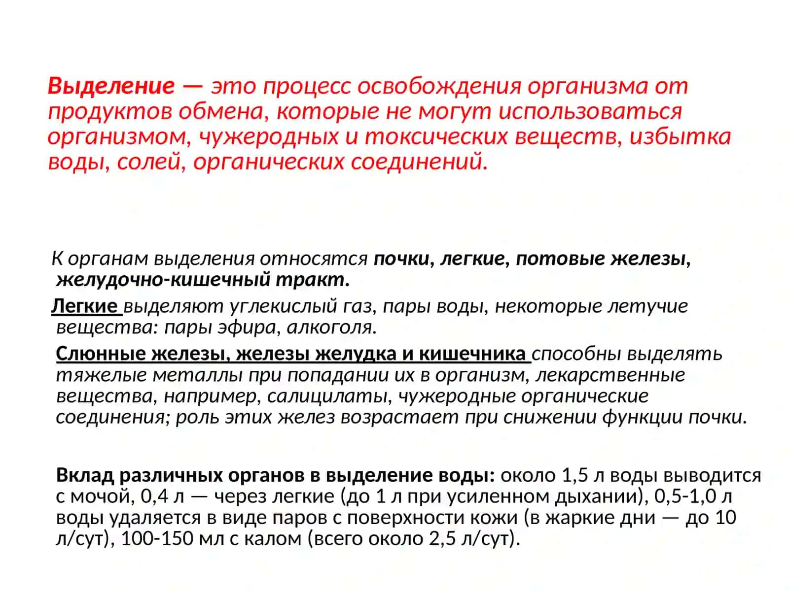 Физиология выделительной системы 2