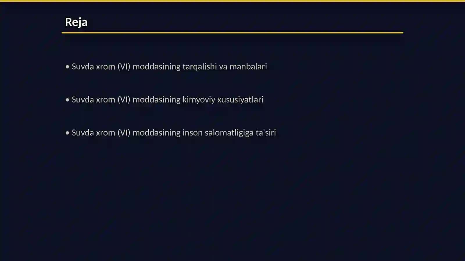 Suvda xrom (VI) moddasini ushlab qolish 2