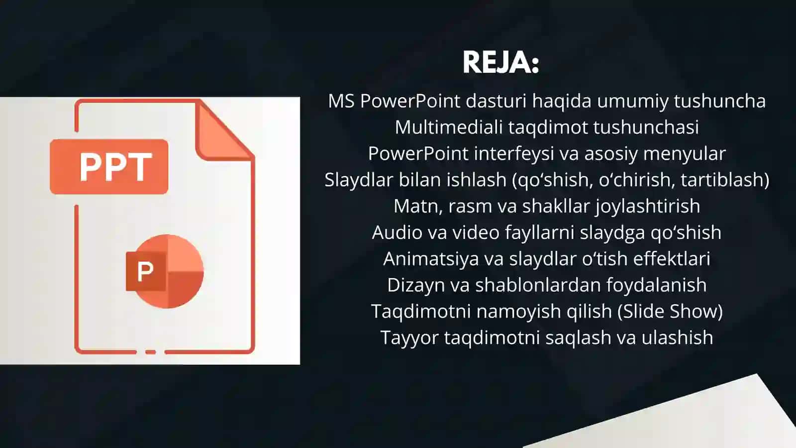 Microsoft PowerPoint dasturi Taqdimotlar yaratish texnologiyasi 2