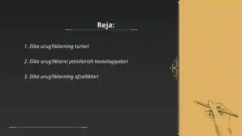 Elita urug‘liklar yetishtirish 2