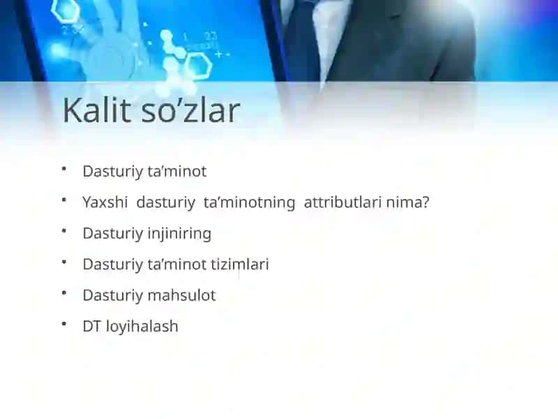 Dasturiy ta’minot va dasturiy ta’minot injiniringi Dasturiy ta’minоt (DT)ni yaratish jarayoniga kirish. 2