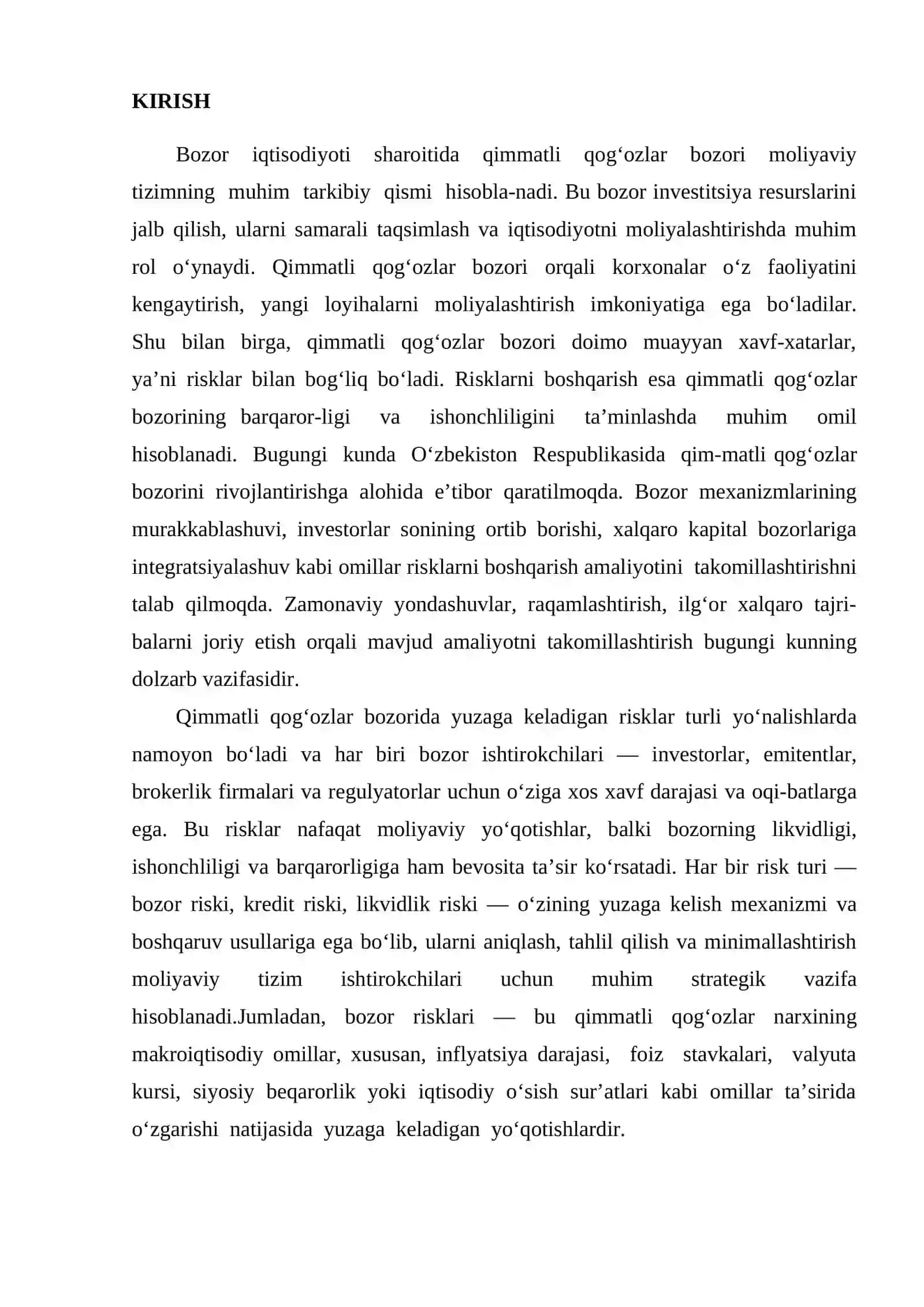 Qimmatli qog‘ozlar bozori riski 2