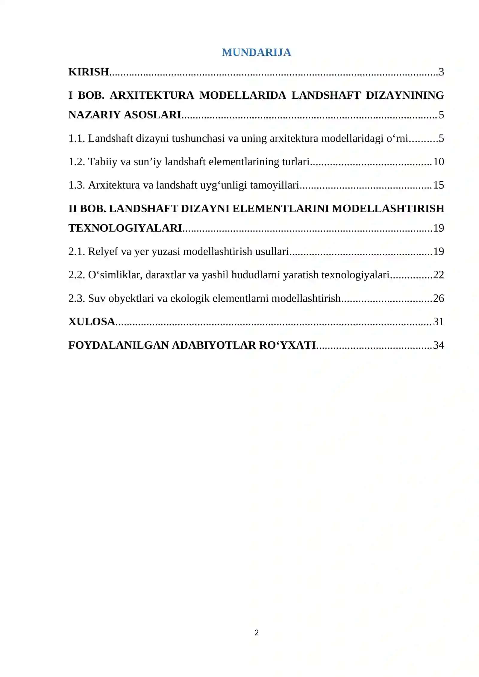 Arxitektura modellarida landshaft dizayni elementlari yaratish 2