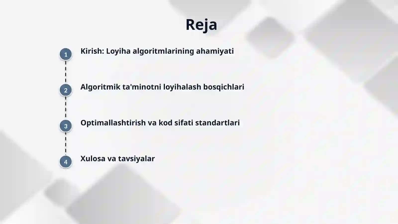 Loyihani algoritmik ta’minotini ishlab chiqish. 2