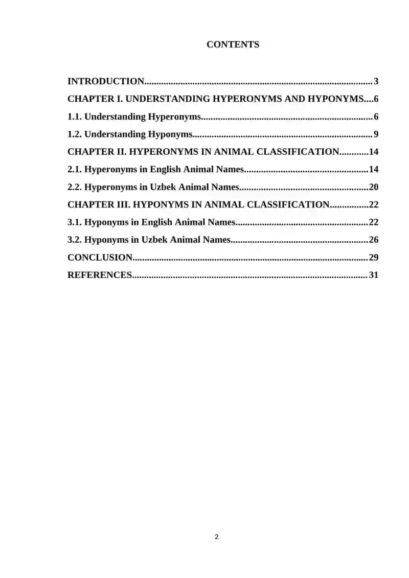 HYPERONYM AND HYPONYM IN ANIMAL NAMES IN THE ENGLISH AND UZBEK LANGUAGES 2