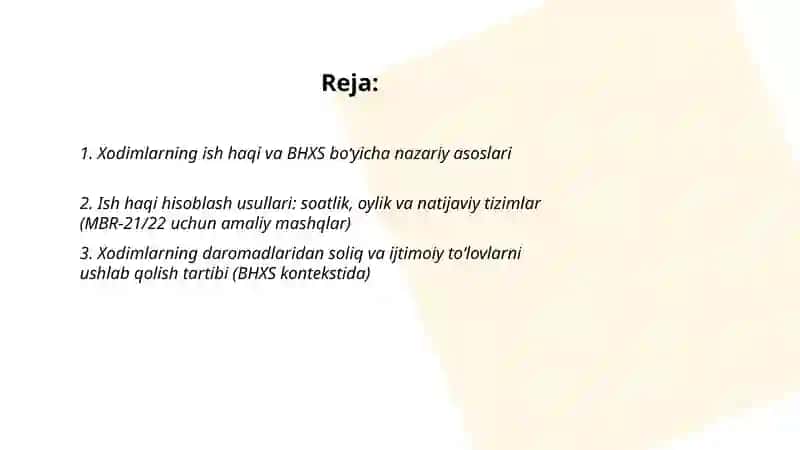 Xodimlarning daromadlari (BHXS) 2